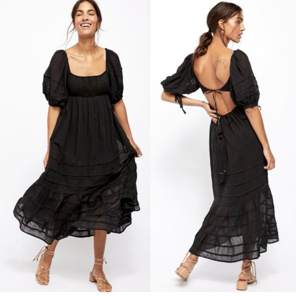 Free People Black Tiered Backless Sundress